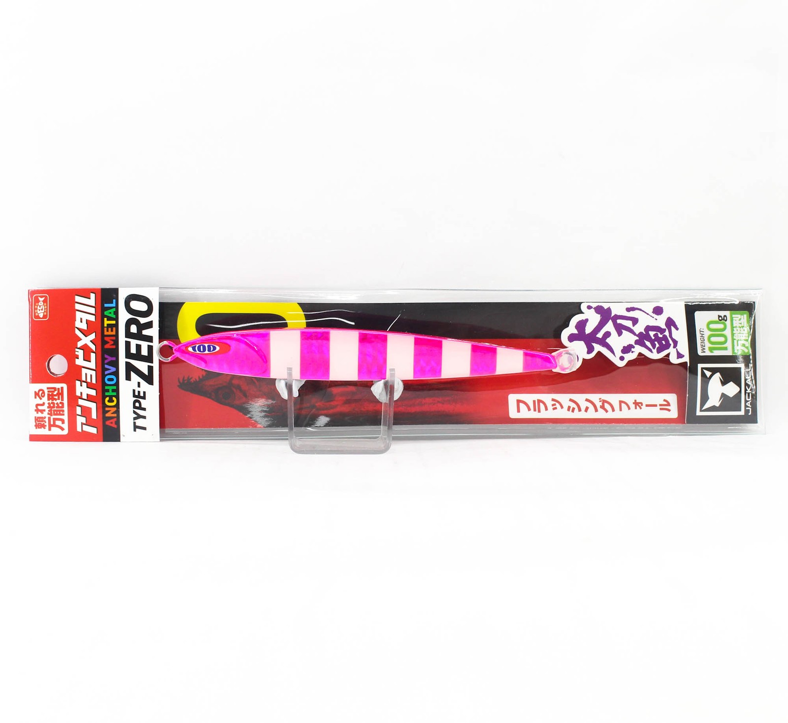 Jackall Metal Jig Anchovy Type 0 Flush Fall 100g Pink Glow Stripe (8182)