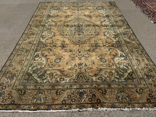 ALFOMBRA ANTIGUA 6x9 tejida a mano vintage oriental hecha a mano caqui verde óxido apagado - Imagen 2 de 22