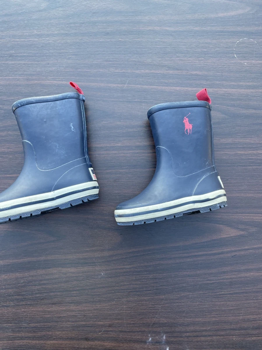 Polo Ralph Lauren Rubber Rain‎ Boot Navy Blue Red Pony Boys 4.5 Polo Ralph Lauren Rubber Rain Boot Navy Blue Red Pony Boys 5  main image 2