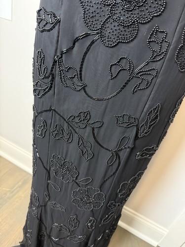 Vintage Lillie Rubin Beaded Dress Black Roses Crisscross Low Back - Picture 3 of 13