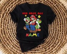 Personalised Super Mario T-Shirt, Red Nose Day Mario Shirt, Custom Name Unisex