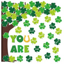 St. Patrick's Day Bulletin Board Set Classroom Decorations Lucky Shamrock Tree C