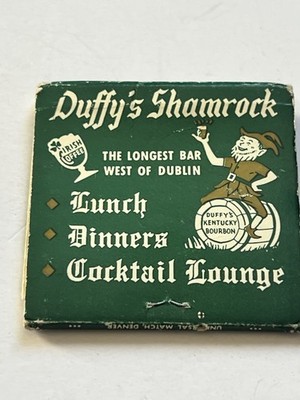 Vintage Duffy s Shamrock Matchbook   Denver Irish Bar   Tremont St 