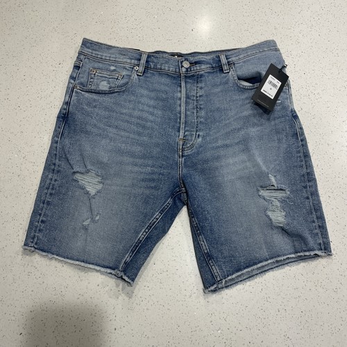 7 For All Mankind, NWT Mens 7 For All Mankind Vintage Straight Denim Short Distressed Button Fly 36
