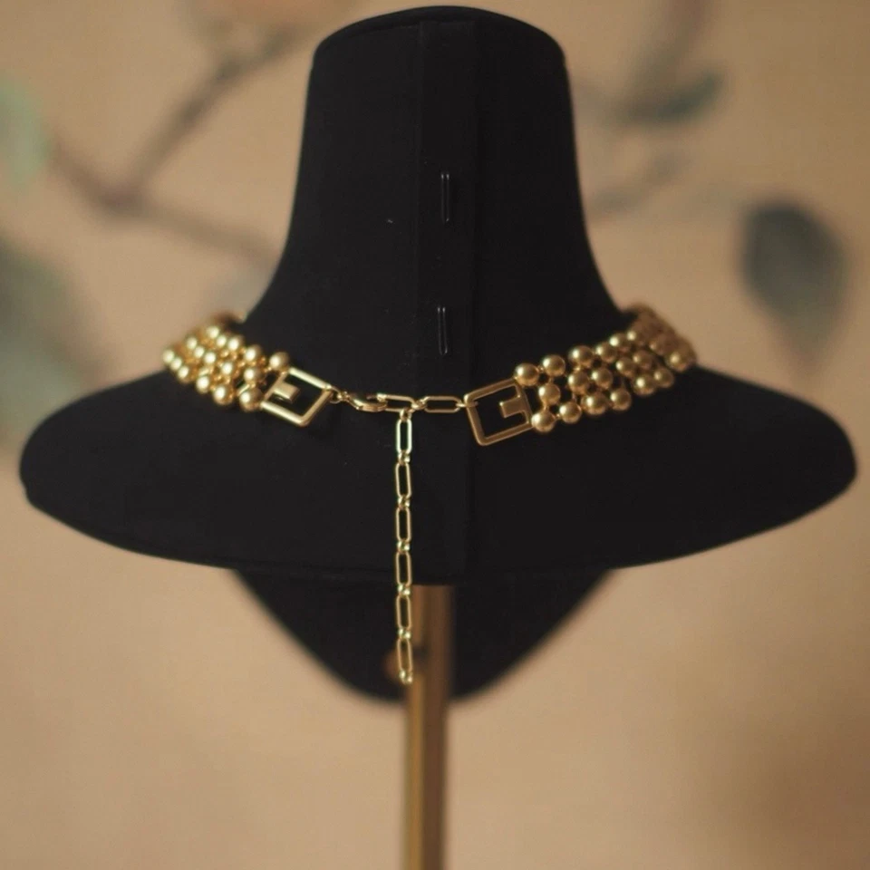 Vintage Gold Ball Choker Necklace - Luxury Retro Celebrity Inspired - Image 4 of 4