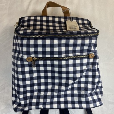A New Day Women's Gingham Zip Closure Flap Backpack Blue/White Checkered Pattern