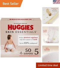 50 Count Size 5 Skin Essentials Diapers - Breathable  Safe for Sensitive Skin