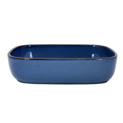 Rechteckige Backform 23 cm Steinzeug Reaktivglasur Blau 1,2 l Ofenfest