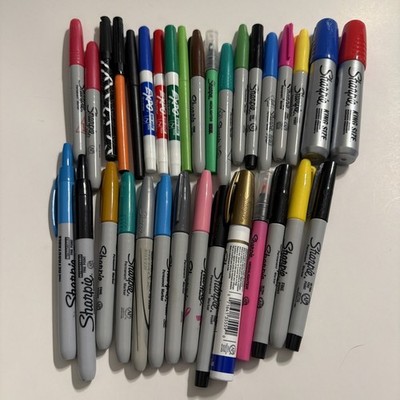 Sharpie Expo And More Large Lot Of Markers Fine Point Paint Pens King Size Hi-Li