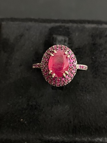 NATURAL RUBY 8X6 RUBY DIAMOND CUT STERLING SILVER 925 RING EARRING - 第 7/13 張圖片