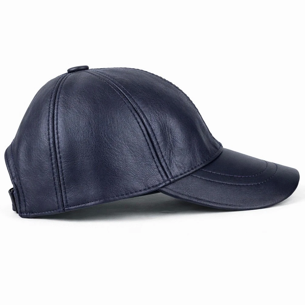 Leather Baseball Cap Hat – 100% Genuine Navy Leather Hat, Limited Edition