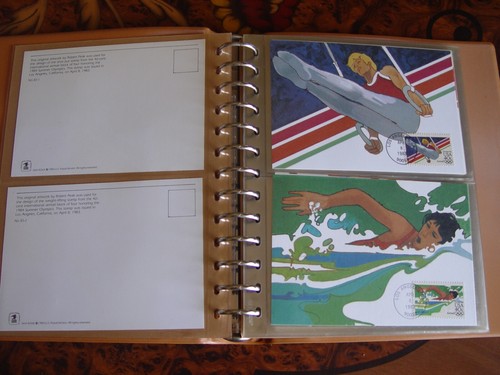 Set 24 Vintage Robert Peak 1984 Olympics Postcards FDC Airmail Stamps Postmarked - Picture 3 of 15