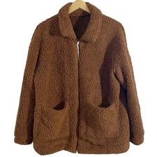 Brown Teddy Bear Fleece Zip Up Jackets, Size XL