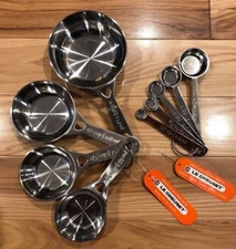 9-Piece LE CREUSET Stainless Steel Measuring Spoons & Cups NWT Baking Accessory