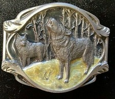 NEW BUCKLES OF AMERICA VINTAGE Howling Wolf Belt Buckle