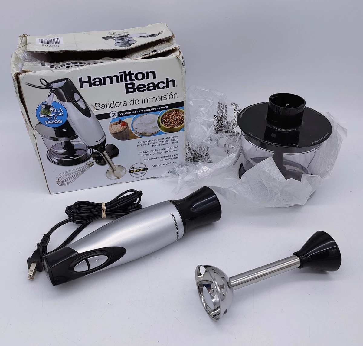 Hamilton Beach 2 Speed Hand Blender With Whisk And Chopping Bowl