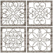 4 Pieces Thicken Rustic Wall Decor Farmhouse Wall Art Decor Wooden Hollow Car...