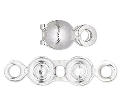 Bead Tips, 100 Silver Plated Brass 6.5x3.5mm Bottom Clamp On 2 Closed Loops