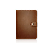 Genuine Leather AirTag Passport Holder Coffee 