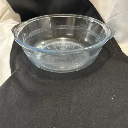Vtg Fire King Philbe Sapphire Blue Casserole Dish 1940’s-1950’s Embossed Glass
