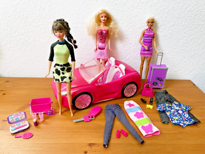Barbie Glam Cabrio Prinzessin Alexa + 2x Puppen Buzz Cut Mattel Mädchen Konvolut
