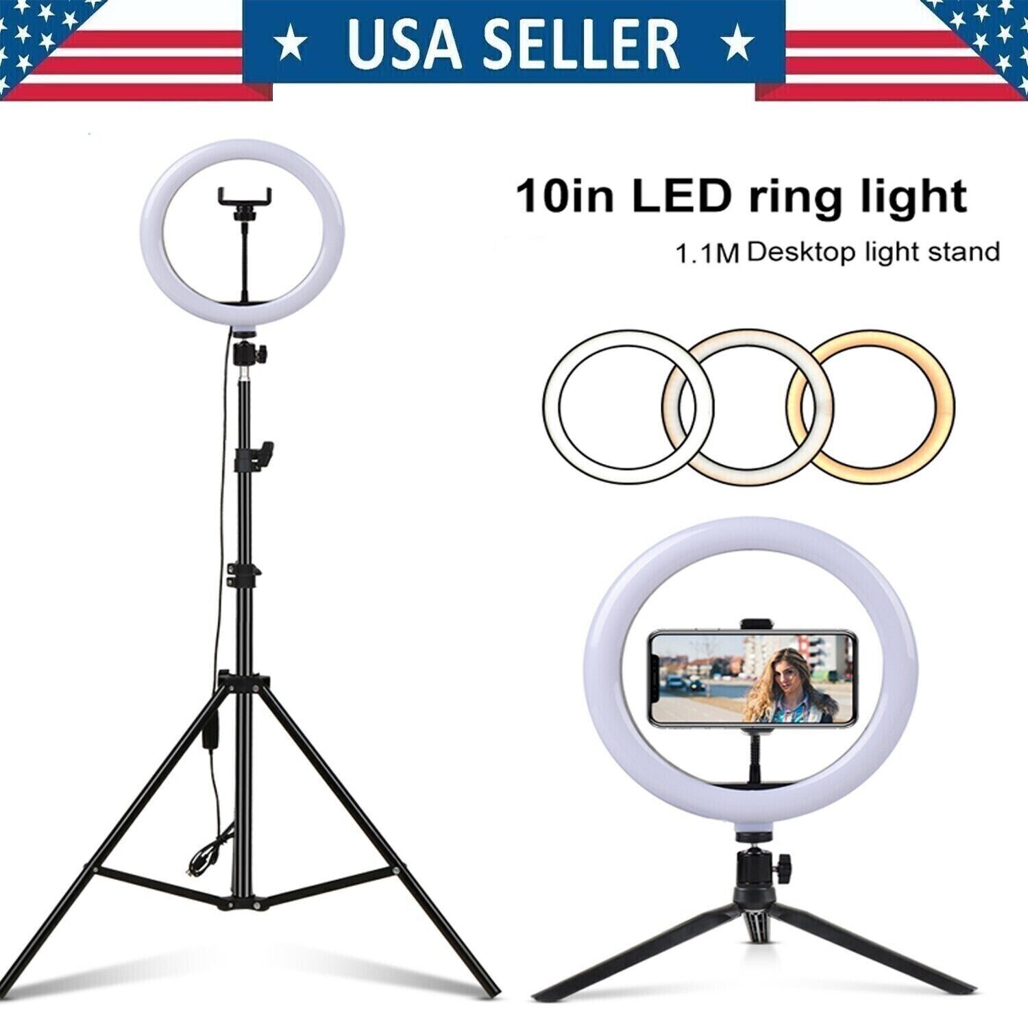 LED Ring Light Selfie Ring Light with Lamp With Tripod Stand & Phone Holder-image
