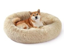 Dog Bed Fluffy Comfortable Round Plush Donut Cuddler Bed For Pets