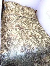 Queen Gold Beige elegant Soft Shimmer Jacquard Bedding Braided Cord Trim 86x92in