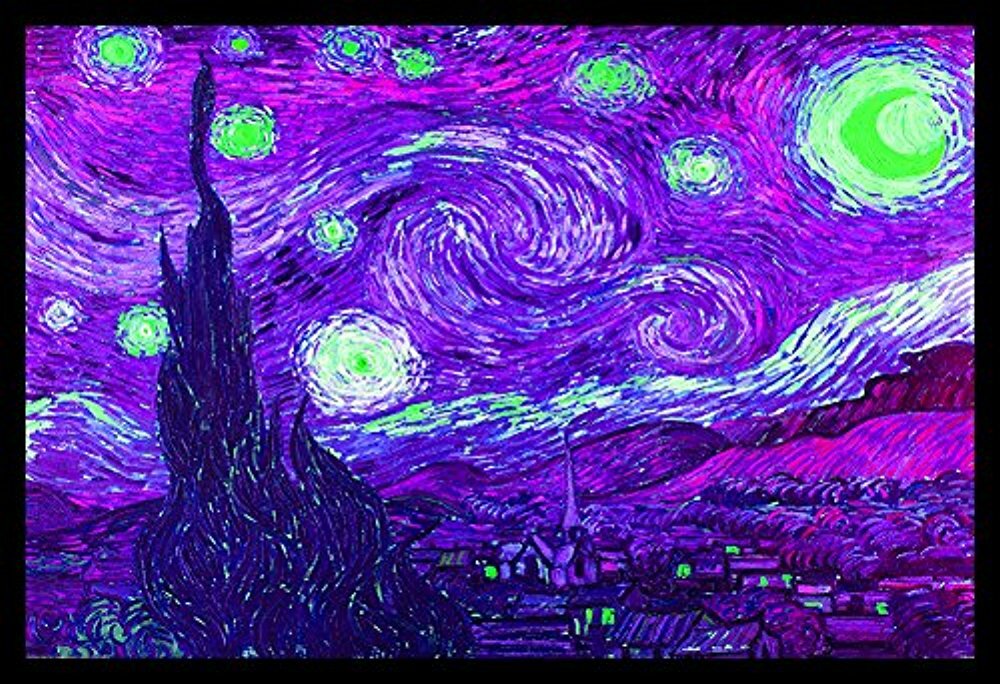 FRAMED Starry Night in Violet Green by Vincent Van Gogh