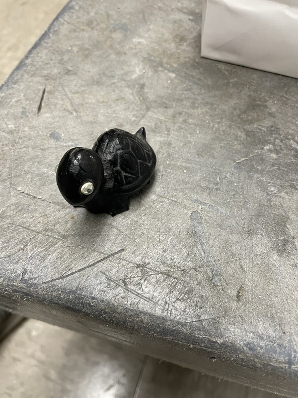 Miniature Vintage Black Resin Turtle Tortoise Figurine  2.25" Long Googley Eyes