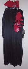 girls 3 pc VAMPIRE black DRESS HALLOWEEN COSTUME sheer cape RED COLLAR BELT 6/8