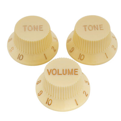 Musiclily Pro Cream Imperial Inch 1 Volume 2 Tone Knob Set For USA Strat Guitar
