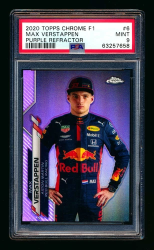 2020 Topps Chrome F1 #6 Max Verstappen RC Purple Refractor Portrait #3/399 PSA 9