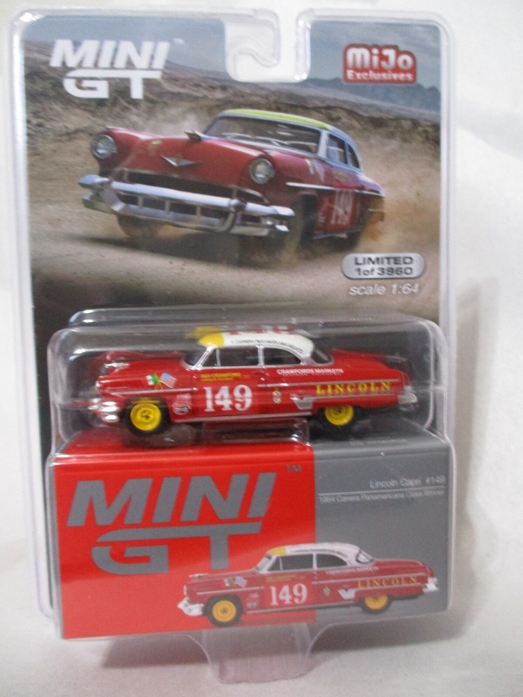Mini GT Models 1954 Lincoln Capri Panamericana Race Car 1:64 scale Rubber Tires