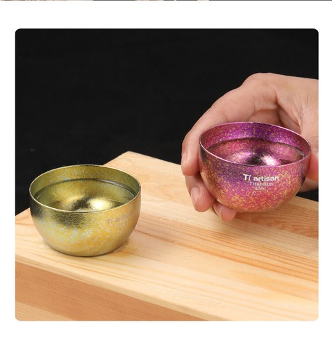 1PC Titanium Double Wall Tea Cup Teacup 45ml Outdoor Camping Tableware Drinkware - Picture 6 of 24