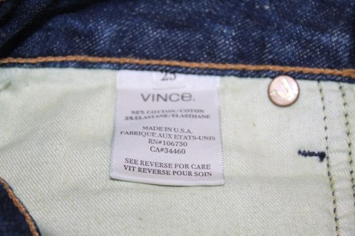 NWT Vince Jeans Slim Dark Denim Cotton Elastane Stretch Womens Size 25 x 32 - Picture 5 of 6