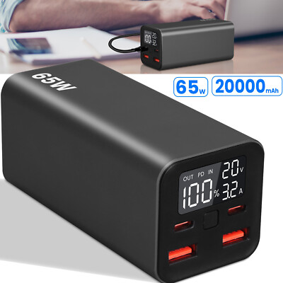 20000mAh 65W Fast Charging Power Bank External Battery Portable Type-C Charger