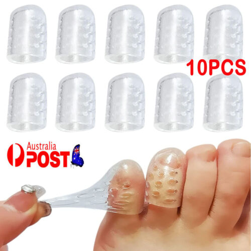10x Silicone Toe Sleeve Gel Toe Cap Cover Protector Tube Pain Relief Breathable - Picture 1 of 12