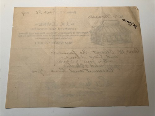 1919 J. K. LEVINE TINSMITH & ROOFER Furnace Heater Brooklyn NEW YORK Letterhead - Picture 4 of 4