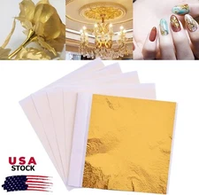 200 Sheets Imitation Gold Leaf Foil Paper for Arts Gilding Craft Decoration DIY