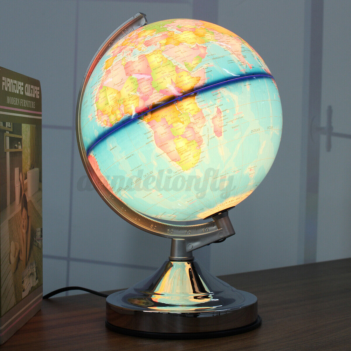 20cm Earth Globe Illuminated Rotating, Illuminated Globe Table Lamps Uk