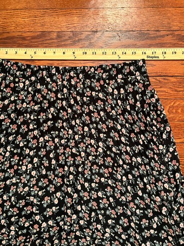 Max Studio Pleated Maxi Skirt Plus Size XL Black pink Floral NWOT - 第 6/8 張圖片
