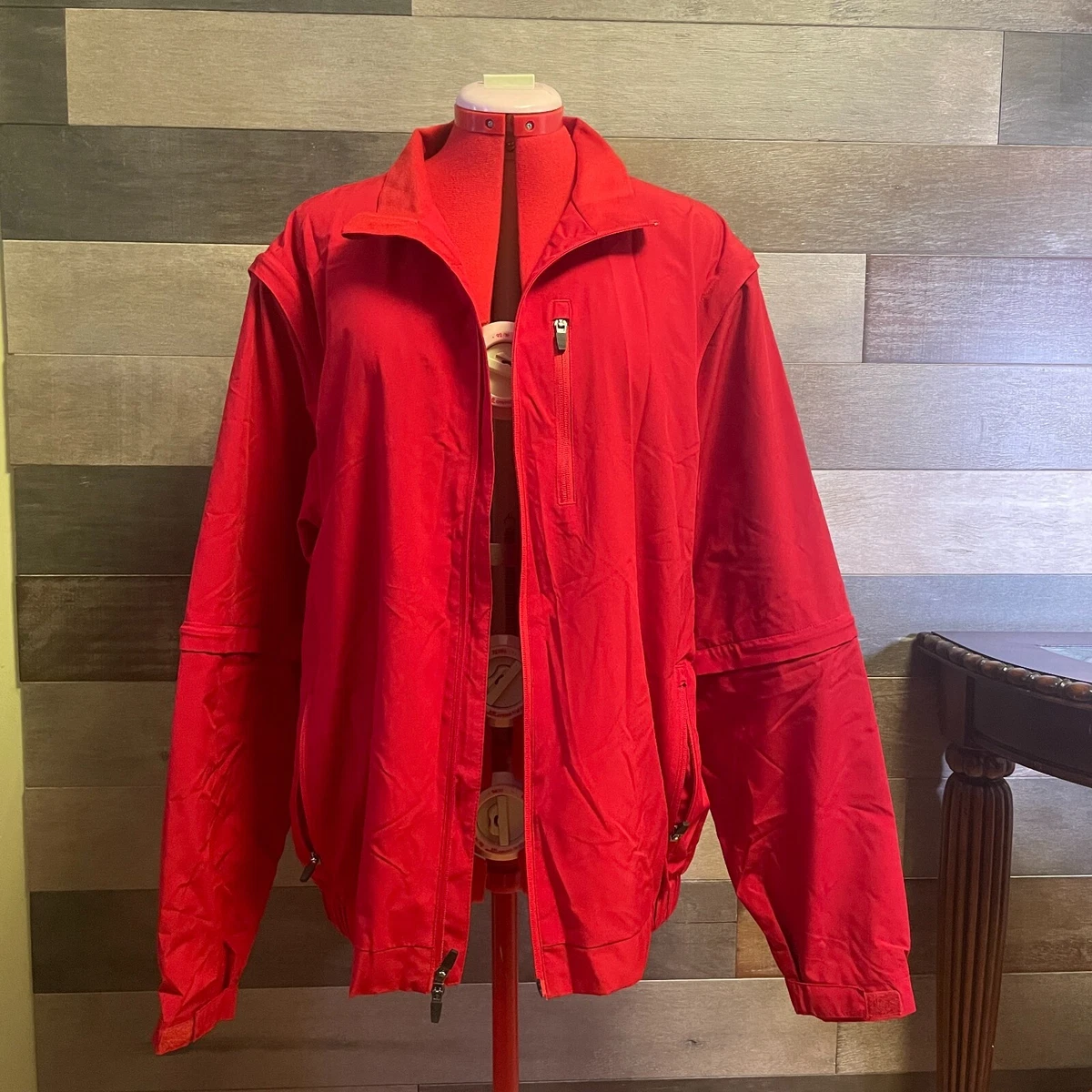 Walter Hagen Golf Jacket 1 4 Zip Removable Sleeves Red Men Size L