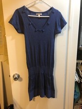 MANGO Basics Blue Knit Short Sleeves Dress Size S