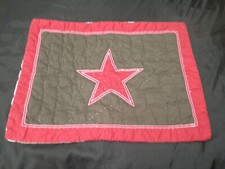 Pottery Barn Kids STD Sham Star Red White Brown Quilted Tie Close Pick Stitch