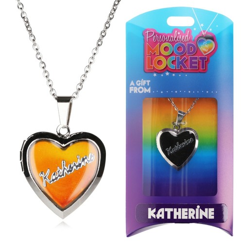 Personalisierte Namenskette Stimmungsmedaillon Herzform Silber Namen Initialen Liebe - Bild 112 von 184