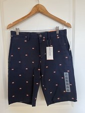 NWT Old Navy Ultimate Slim Navy Blue American Flag Flat Front Shorts Men  s Sz 28