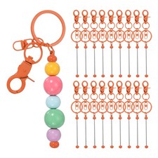 18Pcs Beadable Keychains, DIY Beaded Keychain Making Kit, Orange