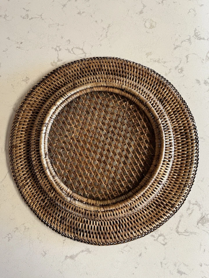 Juego de 6 Cargadores Ratán Mimbre Tejido Plato Redondo 12" Todas las Ocasiones Básicos Foto 2 de 4