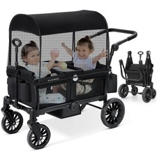 All Terrain Foldable Wagon Stroller 2 Kids Premium Push Pull